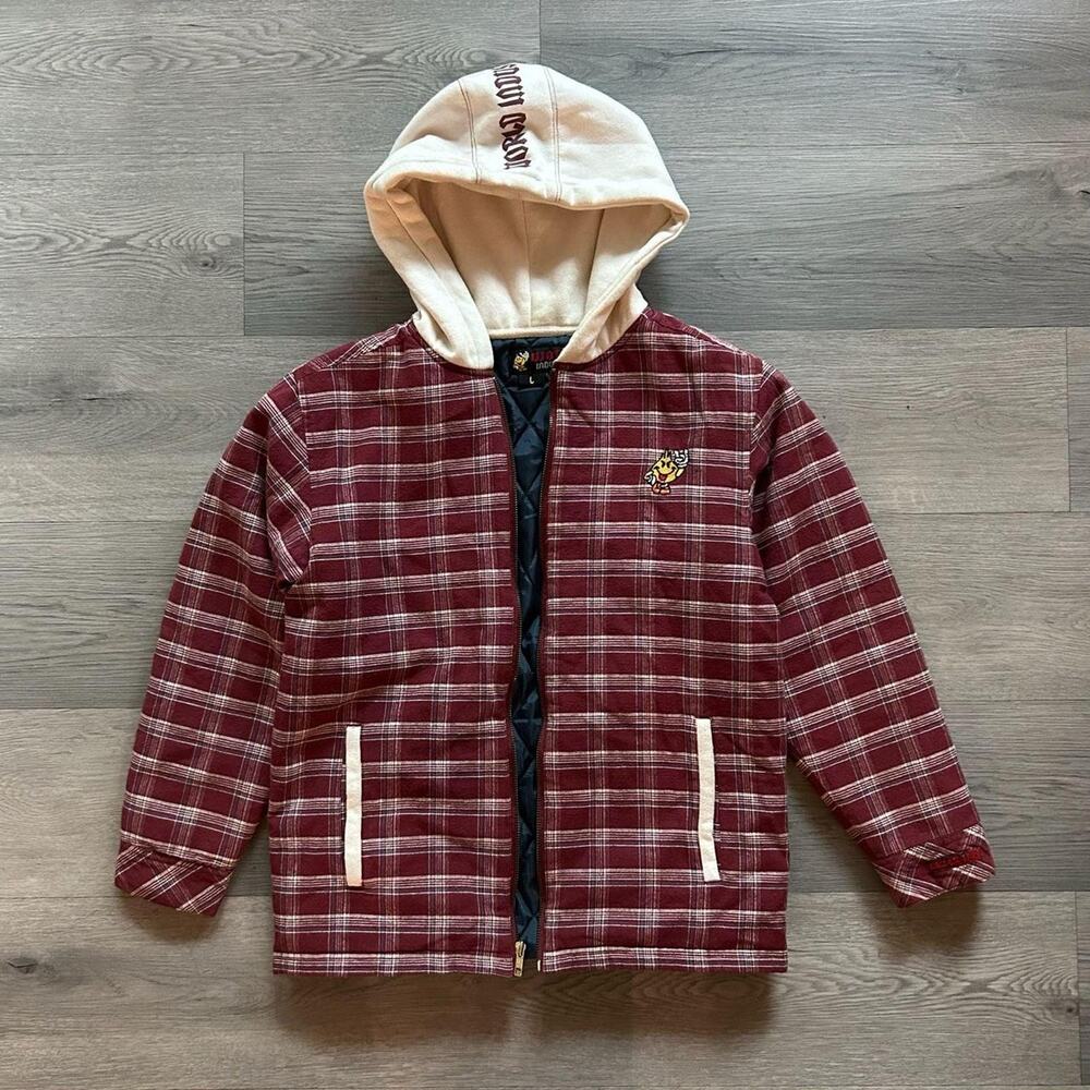 RARE Vintage 90s World Industries Plaid Quilted Zip Jacket, Skateboarding
